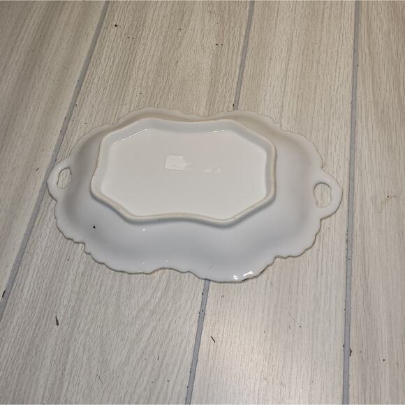 Vntg Porceline Vegetable Plate Floral Oval Handled Germany Handpaited P Barnes - Picture 5 of 7